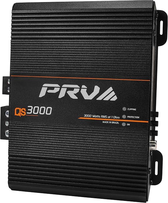 PRV Audio QS3000 1 Ohm 3000 Watt Amp Car Audio Amplifier Full Range HD Sound 1 Channel 3K Car Amp with Built-in HPF and LPF Controls for PRO Audio Systems