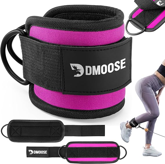 DMoose Ankle Strap for Cable Machine - One Size Fit with Premium Padding, Workout Kickback Ankle Cuffs, Ankle Bands for Working Out, Booty Workouts, Leg Extension, Hip Abductors & Lower Body Exercises