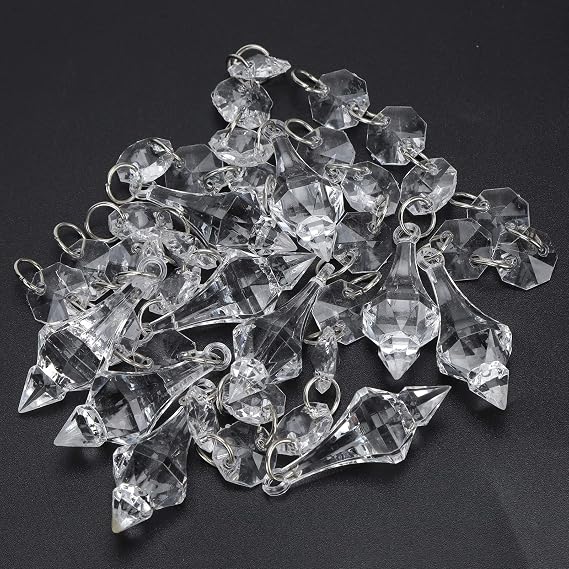 10Pcs Crystal Chandelier Prisms, Clear Acrylic Crystal Maple Leaf Chandelier Prisms Pendants Hanging Glass Crystal Pendants Beads(Transparent)