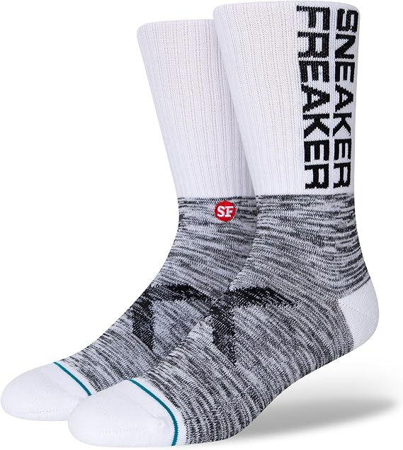 Stance Freaker Crew Socks (LG (Men's Shoe 9-13), White)