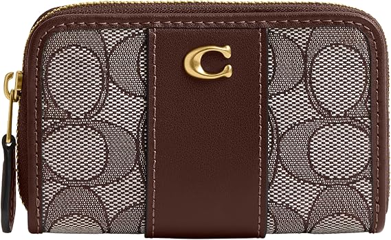 Coach Women's Essential Small Zip Around Card Case In Signature Jacquard Oak Maple One Size