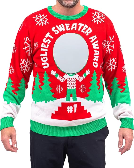 Costume Agent Ugliest Sweater Face Mirror Award Ugly Christmas Sweater