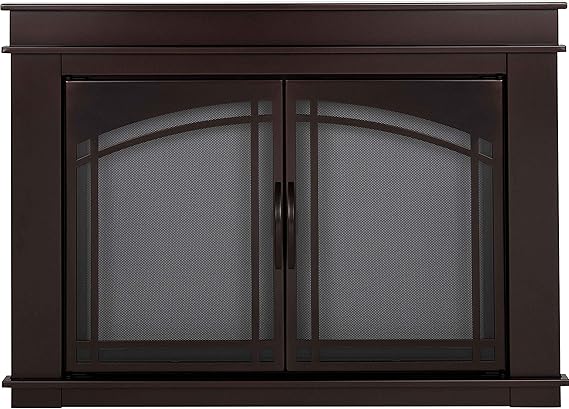 Pleasant Hearth FN-5702 Fenwick Fireplace Glass Door, Oil Rubbed Bronze, Large