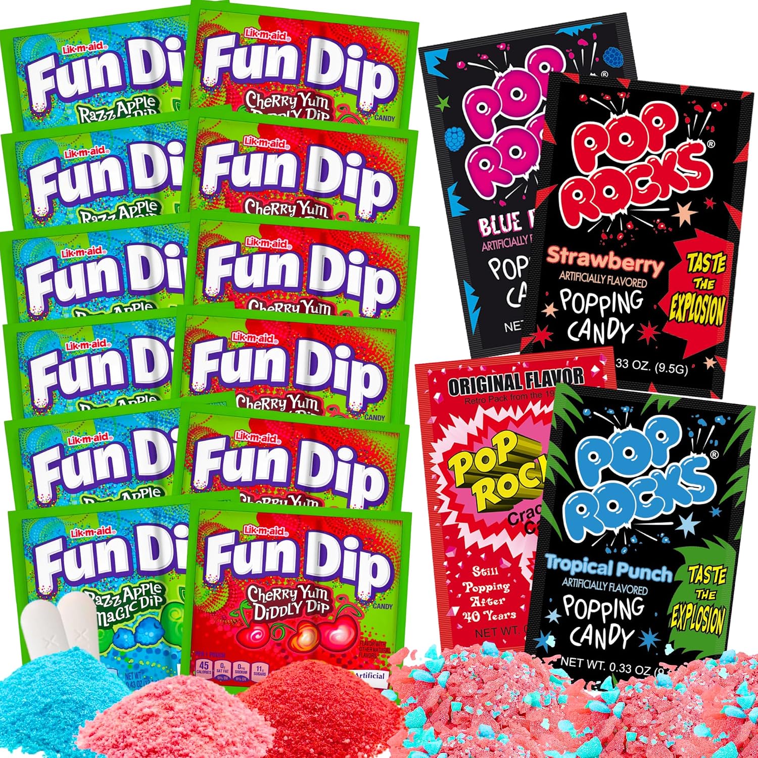 Fun Dip, Pop Rocks Variety Pack - Nostalgia Candy Sampler - Includes Various Pop Rocks Flavors and Fun Dips Lik a Stix, Cherry Yum and Razz Apple - Packaged by Gaudum 16