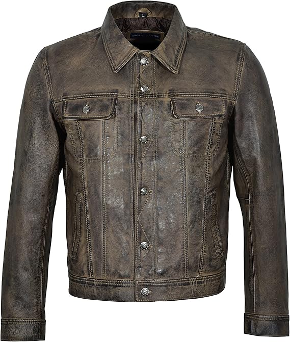The Beatles Rubber Soul Men's Classic Dirty Brown Real Leather Jacket 1280