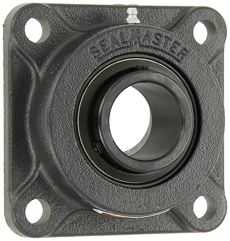 SF-32R Standard Duty Flange Unit, 4 Bolt, Regreasable, Felt Seals, Setscrew Locking Collar, Cast Iron Housing, 2" Bore, 5-5/8" Overall Length, 4-3/8" Bolt Hole Spacing Width, 9/16" Flange Height, 2 Degrees Misalignment Angle