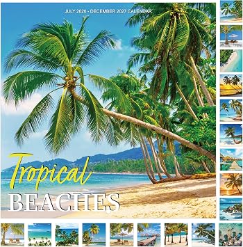 Calendar 2026-2027 - 18 Months Wall Calendar 2026-2027, Jul.2026 - Dec.2027, 12" x 24" Open, 26-27 Wall Calendar with Unruled Blocks - Coconut Tree