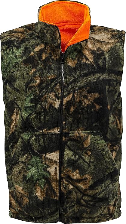 TrailCrest by Treel Mens Reversible Camo & Safety Blaze Orange Vest