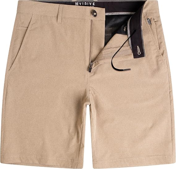 Visive Alpha Mens Hybrid Shorts. 9 Inch Dress Golf Shorts, Quick Dry 4-Way Stretch Premium Lightweight Fabric