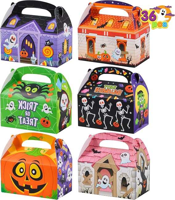 JOYIN 36 PCS Halloween Treat Boxes Candy Boxes Trick or Treat Cardboard Cookies Goodie Bags for Kids Halloween Party Favor Supplies, Classroom Exchange Goody Bags, Holiday Pastries, Cupcakes