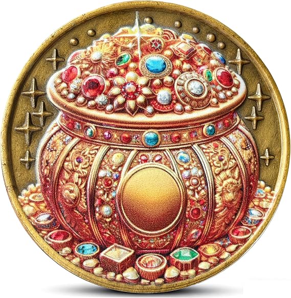 Treasure Pot Lucky Coin, Feng Shui Prosperity Token with Good Luck and Prosperity for Lottery Scratching, Business Gifts and Daily Luck