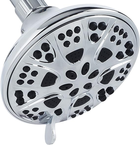 AquaDance High Pressure 6-Setting, Large 5-Inch Shower Head with Full Chrome Finish, Tested to Meet US Quality Standards, Angle-Adjustable, and Tool-Free Installation