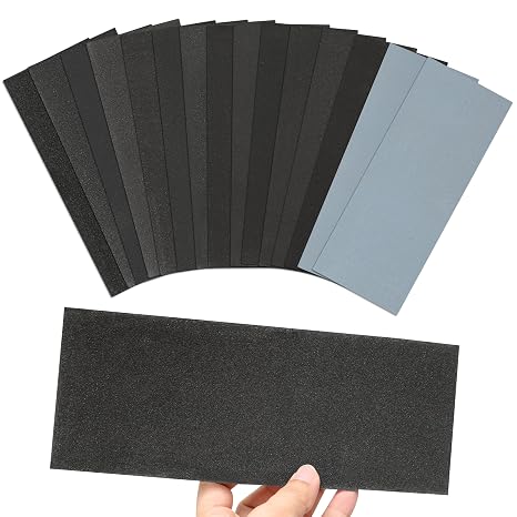 Sandpaper 80 to 3000 Grits, 60 Sheets Wet and Dry Sandpaper for Cars Sanding, Metals, Walls, Wood Furniture, Glass Polishing, Sand Paper 9x3.6 Inch