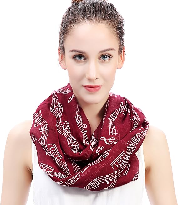 Lina & Lily Musical Note Print Women's Infinity Scarf Lightweight