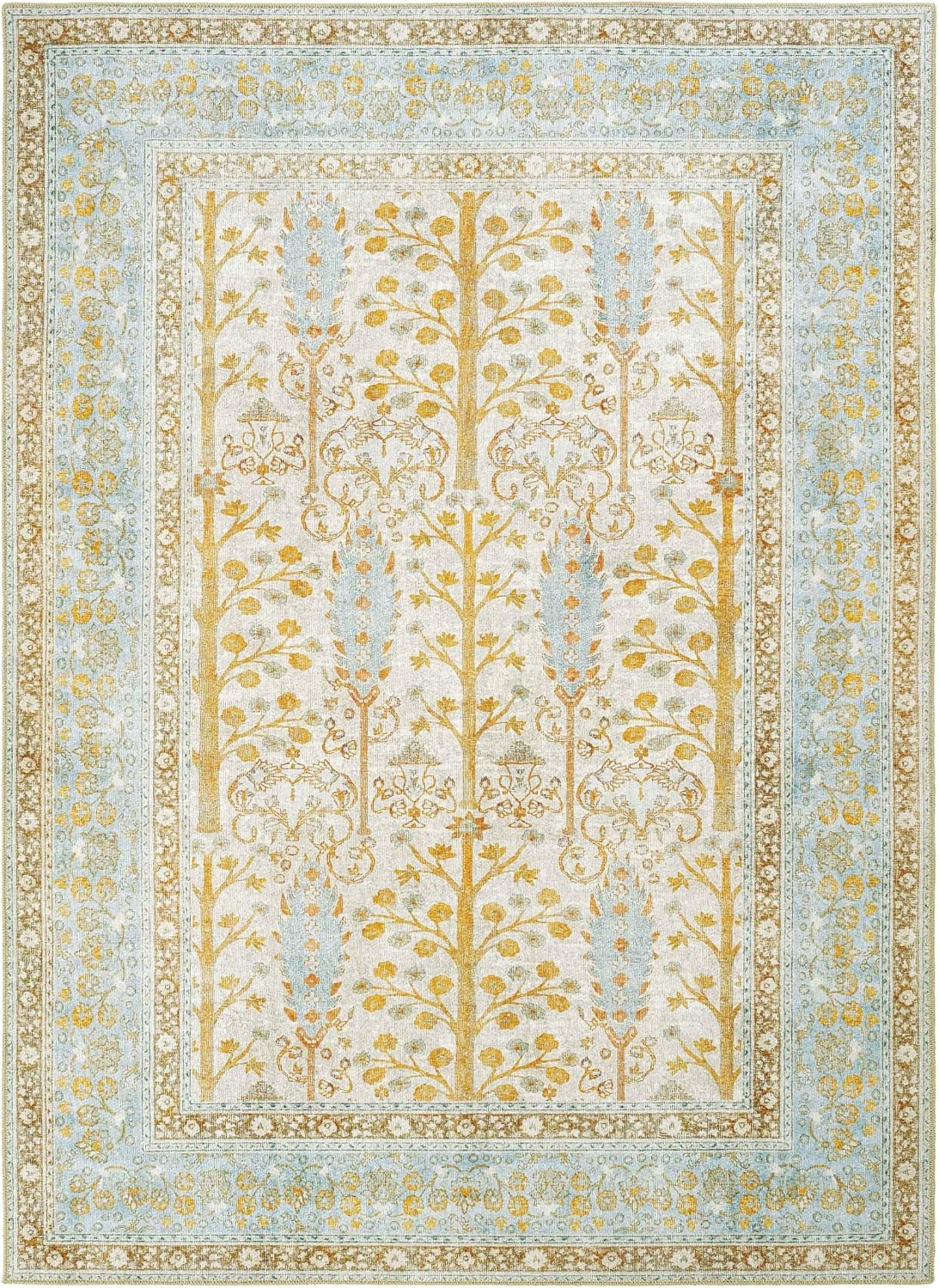 Cool Carpet Private Yellow Carpet Vintage Chenille Carpet Ethnic Pattern Floral Authentic Washable Salon Carpet