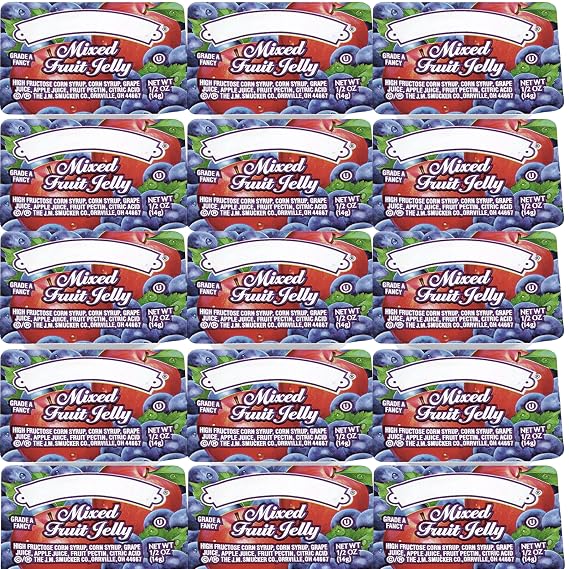 Mixed Fruit Jelly Cups 30 Count Single Serve Portions 0.5 oz Each