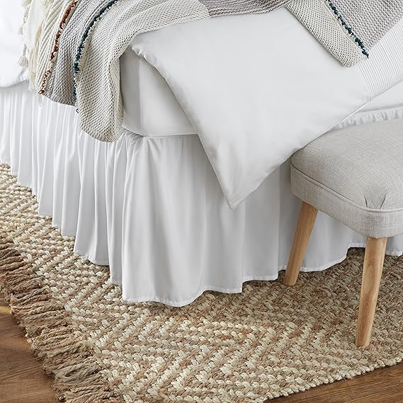Amazon Basics Ruffled Bed Skirt, Classic Style, Wrinkle and Fade Resistant, Machine Washable, 16" Drop, Full, White